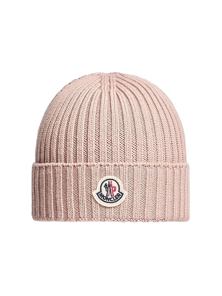 Moncler Little Girl's & Girl's Beanie Hat in Wool - Pink | Image 1 Moncler Little Girl's & Girl's Beanie Hat in Wool - Pink | Image 1