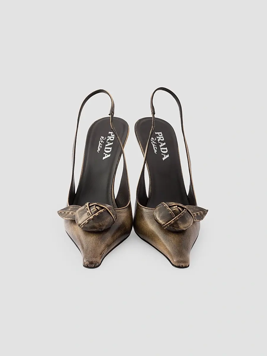 Prada Women's Leather Slingback Pumps | Thumbnail 3 Prada Women's Leather Slingback Pumps | Thumbnail 3