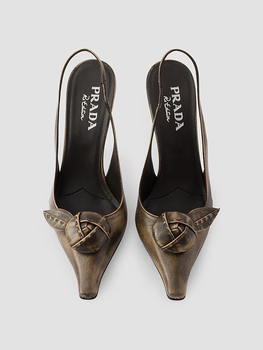 Prada Women's Leather Slingback Pumps | Thumbnail 4 Prada Women's Leather Slingback Pumps | Thumbnail 4