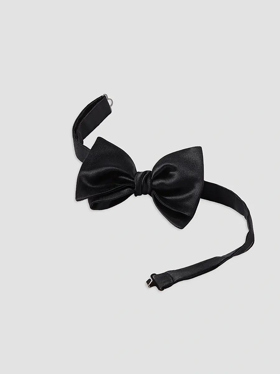 Brunello Cucinelli Men's Cotton and Silk Satin Bow Tie | Thumbnail 2 Brunello Cucinelli Men's Cotton and Silk Satin Bow Tie | Thumbnail 2