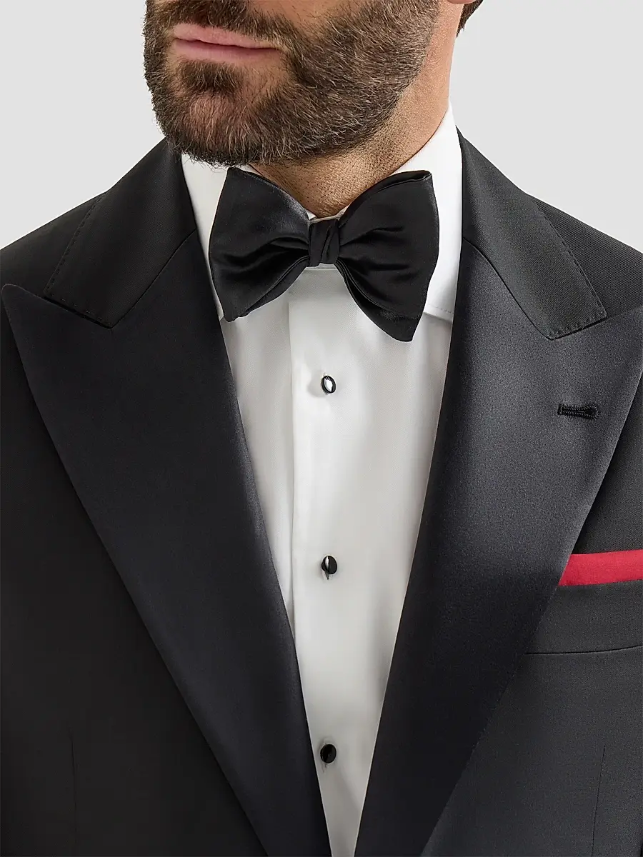 Brunello Cucinelli Men's Cotton and Silk Satin Bow Tie | Thumbnail 3 Brunello Cucinelli Men's Cotton and Silk Satin Bow Tie | Thumbnail 3