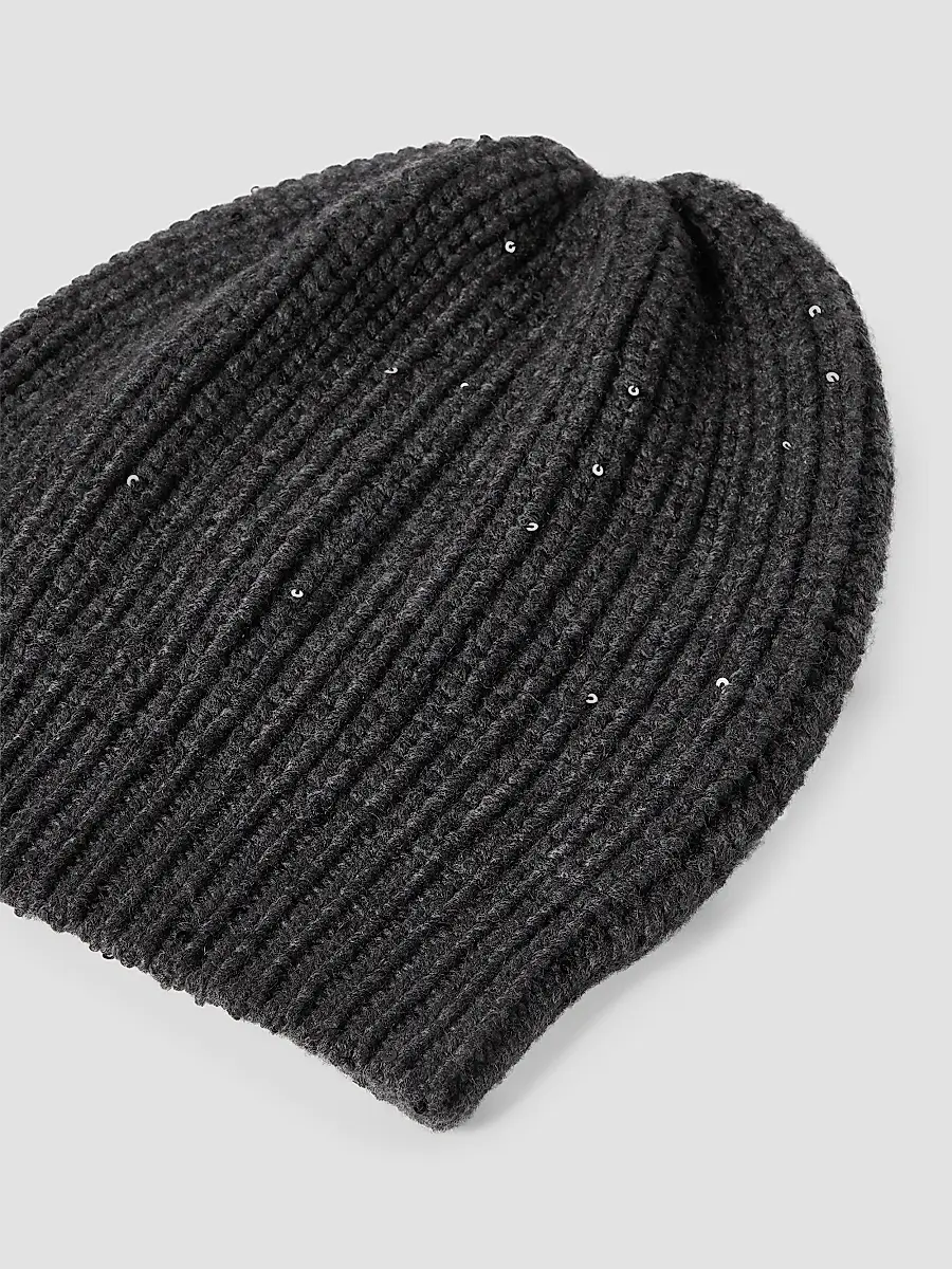 Brunello Cucinelli Women's Cashmere and Silk Diamond Yarn Knit Beanie | Thumbnail 2 Brunello Cucinelli Women's Cashmere and Silk Diamond Yarn Knit Beanie | Thumbnail 2