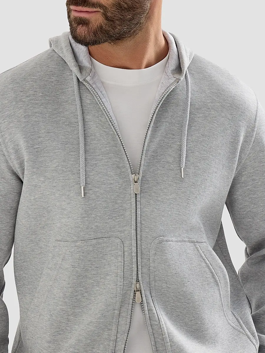 Brunello Cucinelli Men's Cotton, Cashmere and Silk French Terry Double Cloth Hooded Sweatshirt | Thumbnail 5 Brunello Cucinelli Men's Cotton, Cashmere and Silk French Terry Double Cloth Hooded Sweatshirt | Thumbnail 5