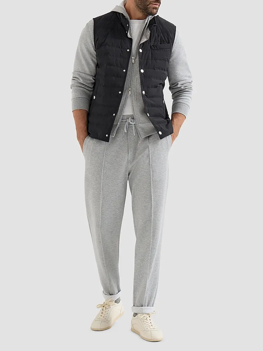 Brunello Cucinelli Men's Cotton, Cashmere and Silk French Terry Double Cloth Hooded Sweatshirt | Thumbnail 6 Brunello Cucinelli Men's Cotton, Cashmere and Silk French Terry Double Cloth Hooded Sweatshirt | Thumbnail 6