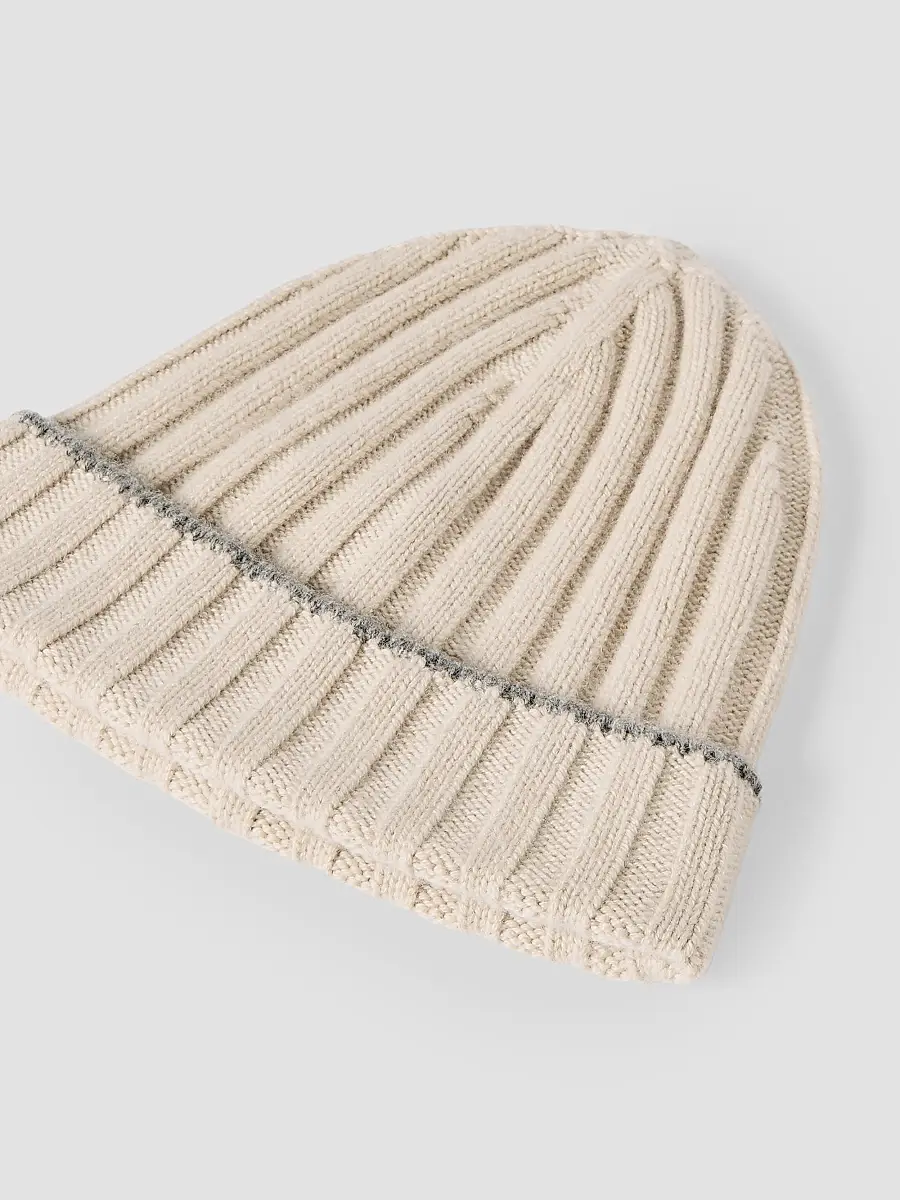Brunello Cucinelli Men's Cashmere Rib Knit Beanie | Thumbnail 2 Brunello Cucinelli Men's Cashmere Rib Knit Beanie | Thumbnail 2