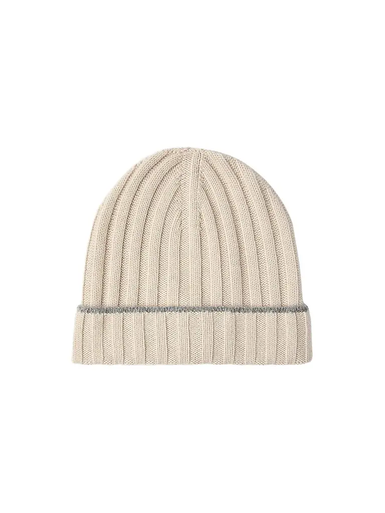 Brunello Cucinelli Men's Cashmere Rib Knit Beanie - Sand - Size XL | Image 1 Brunello Cucinelli Men's Cashmere Rib Knit Beanie - Sand - Size XL | Image 1