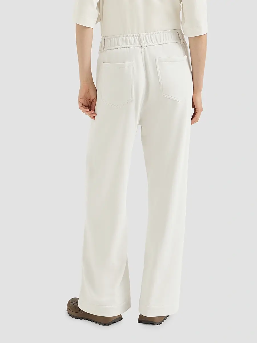 Brunello Cucinelli Women's Cotton Smooth French Terry Trousers | Thumbnail 3