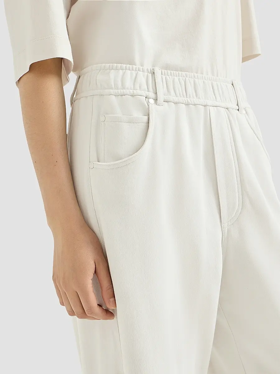 Brunello Cucinelli Women's Cotton Smooth French Terry Trousers | Thumbnail 5