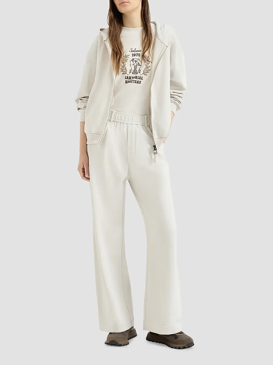 Brunello Cucinelli Women's Cotton Smooth French Terry Trousers | Thumbnail 6