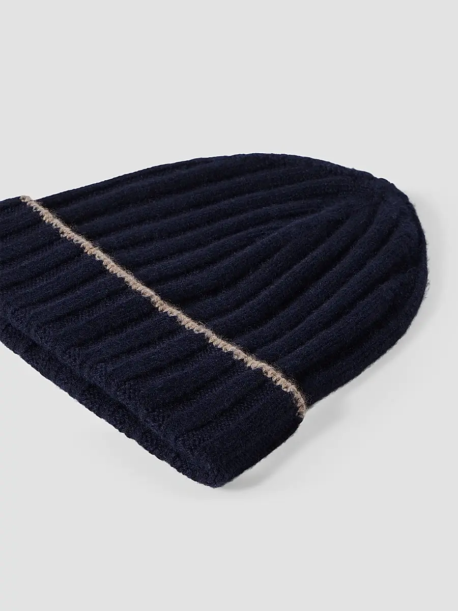 Brunello Cucinelli Men's Cashmere Rib Knit Beanie | Thumbnail 2