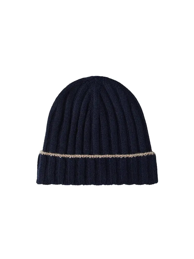 Brunello Cucinelli Men's Cashmere Rib Knit Beanie - Navy Blue | Image 1 Brunello Cucinelli Men's Cashmere Rib Knit Beanie - Navy Blue | Image 1