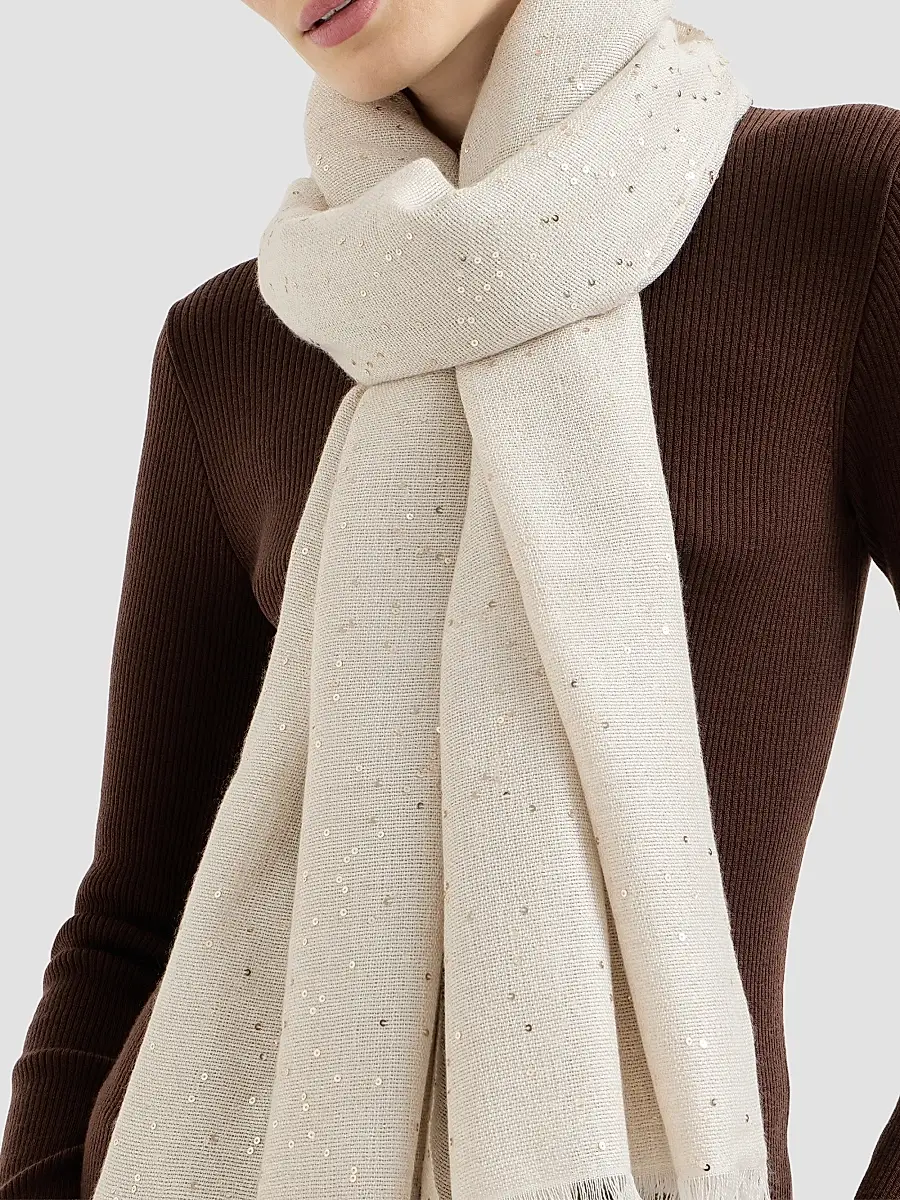 Brunello Cucinelli Women's Cashmere And Silk Diamond Yarn Scarf | Thumbnail 4 Brunello Cucinelli Women's Cashmere And Silk Diamond Yarn Scarf | Thumbnail 4