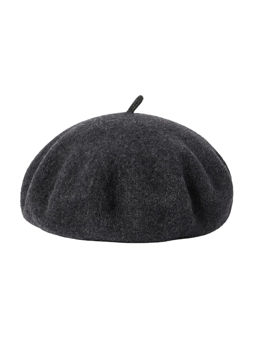 Women's Wool Beret Hat with Precious Detail - Lignite Grey Women's Wool Beret Hat with Precious Detail - Lignite Grey