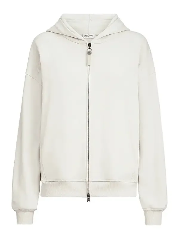 Women's Cotton Smooth French Terry Sweatshirt with Shiny Zipper Pull Women's Cotton Smooth French Terry Sweatshirt with Shiny Zipper Pull