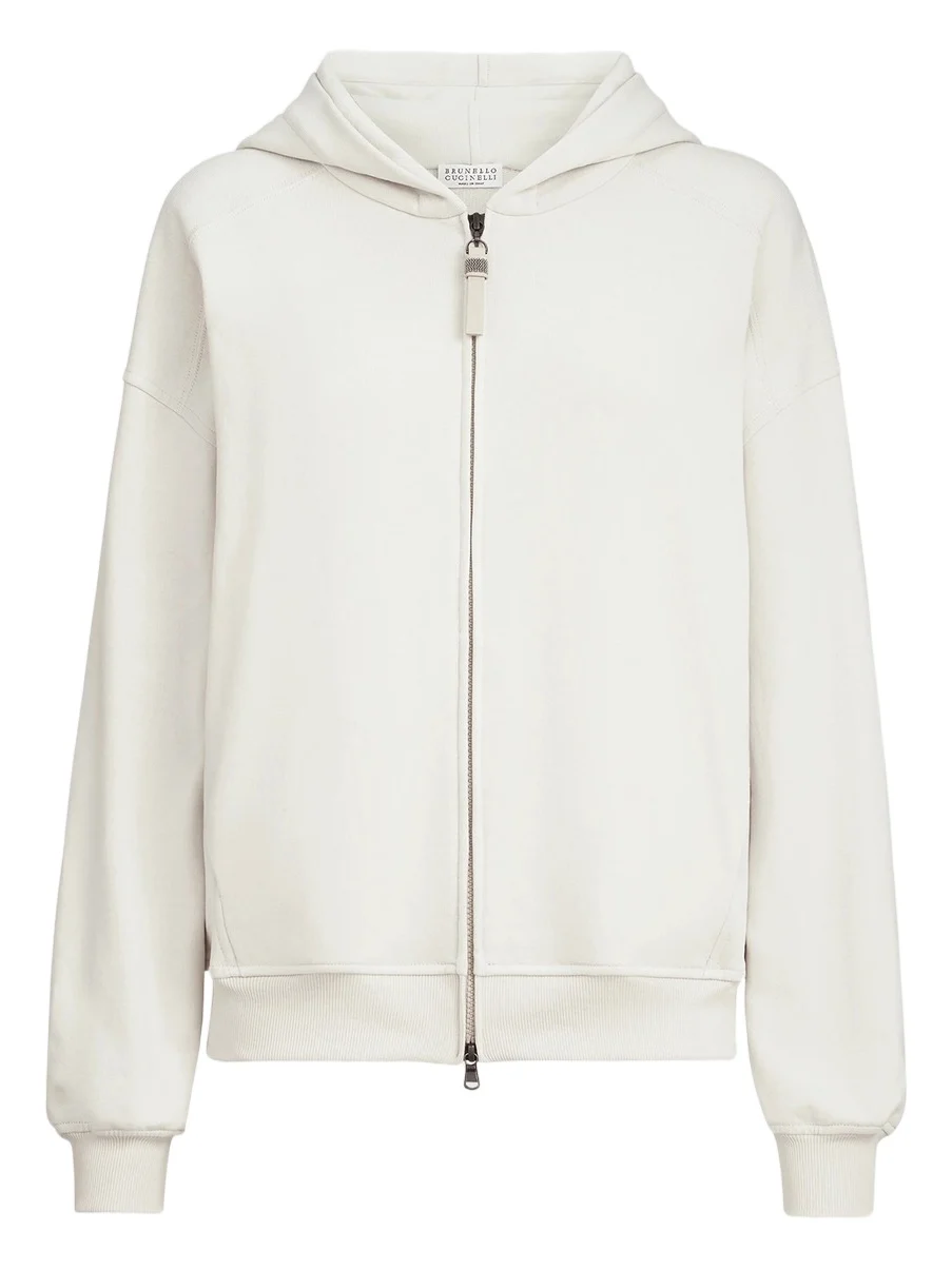 Women's Cotton Smooth French Terry Sweatshirt with Shiny Zipper Pull Women's Cotton Smooth French Terry Sweatshirt with Shiny Zipper Pull