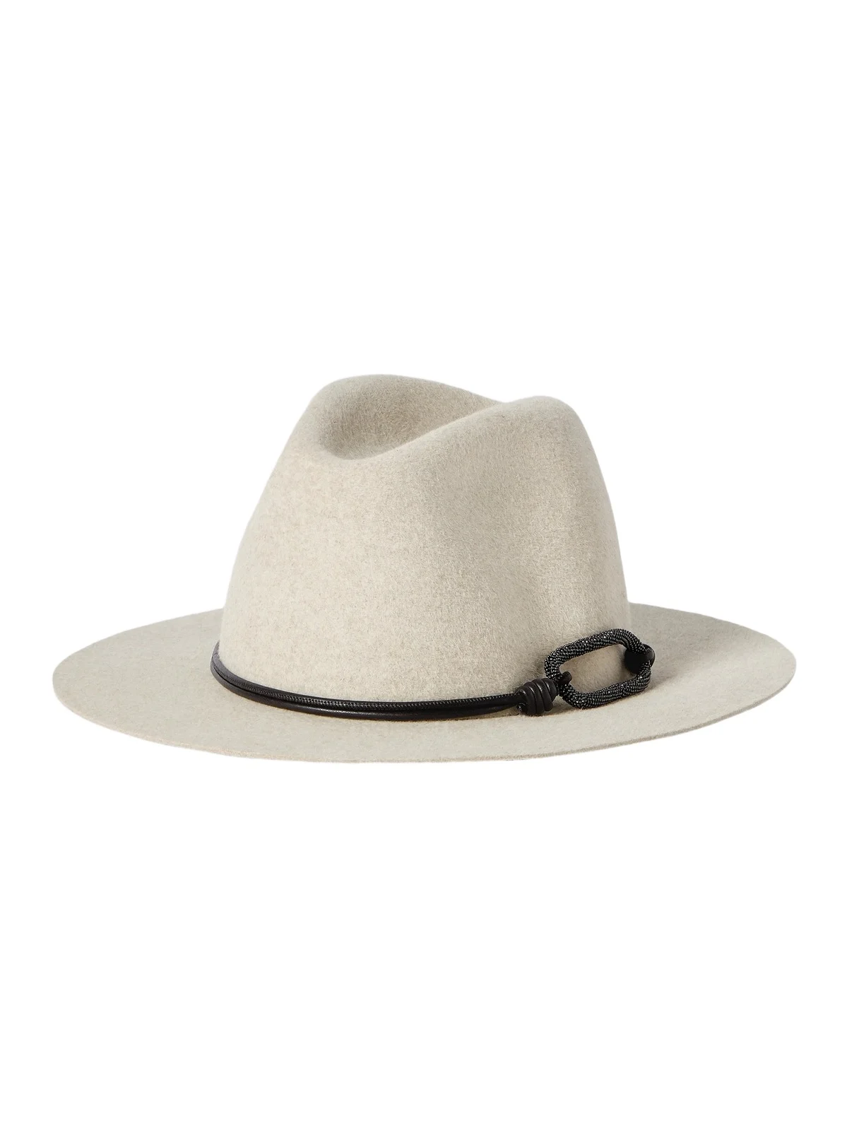 Women's Felt Fedora with Leather and Monili Band - Panama Women's Felt Fedora with Leather and Monili Band - Panama