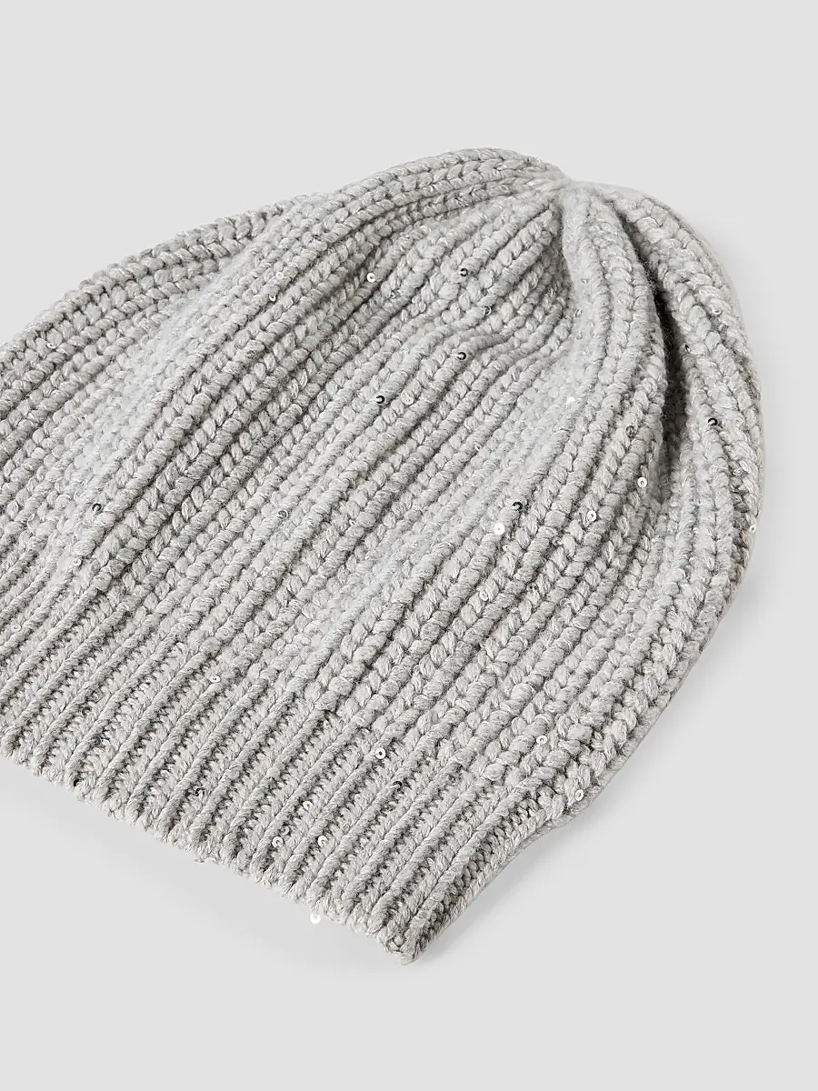 Brunello Cucinelli Women's Cashmere and Silk Diamond Yarn Knit Beanie | Thumbnail 2 Brunello Cucinelli Women's Cashmere and Silk Diamond Yarn Knit Beanie | Thumbnail 2