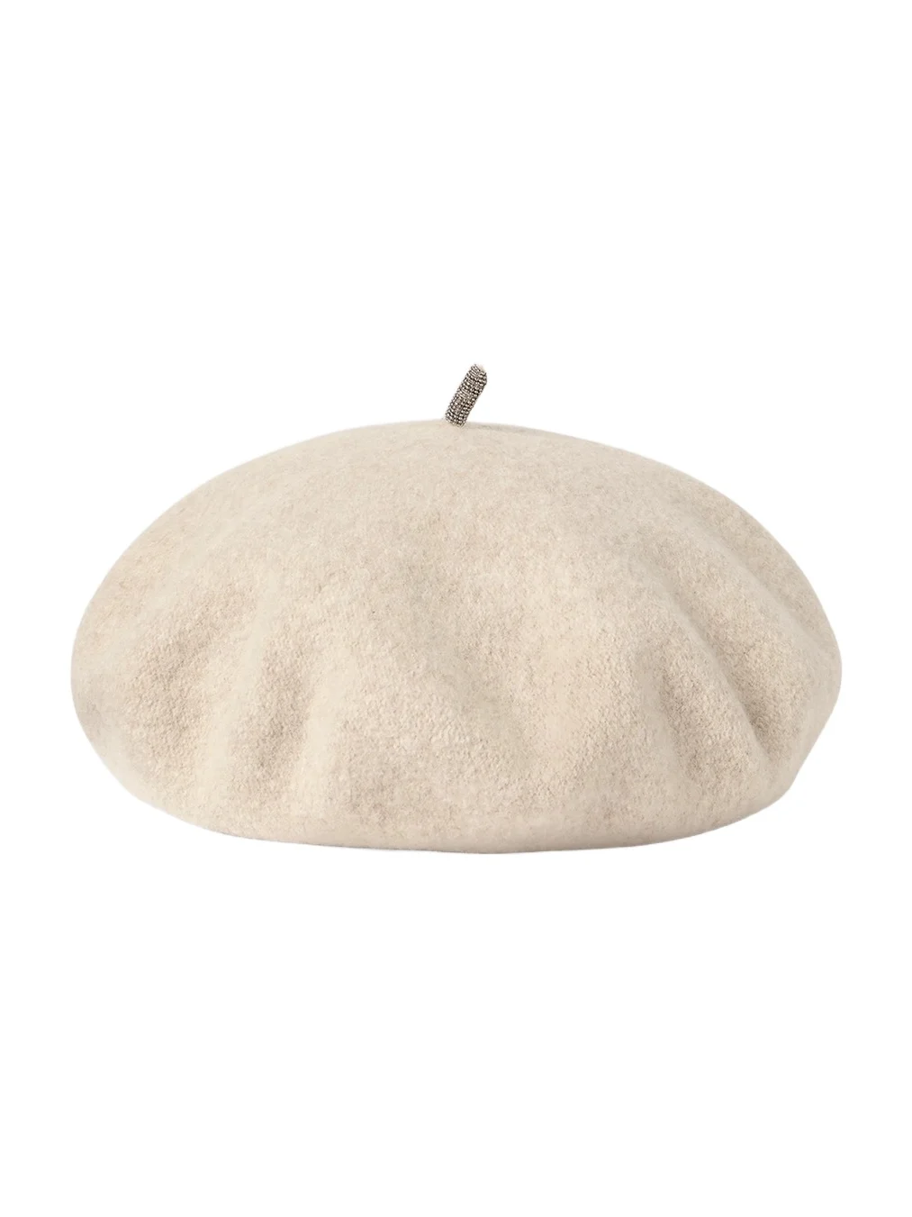 Women's Wool Beret Hat with Precious Detail - Pearl