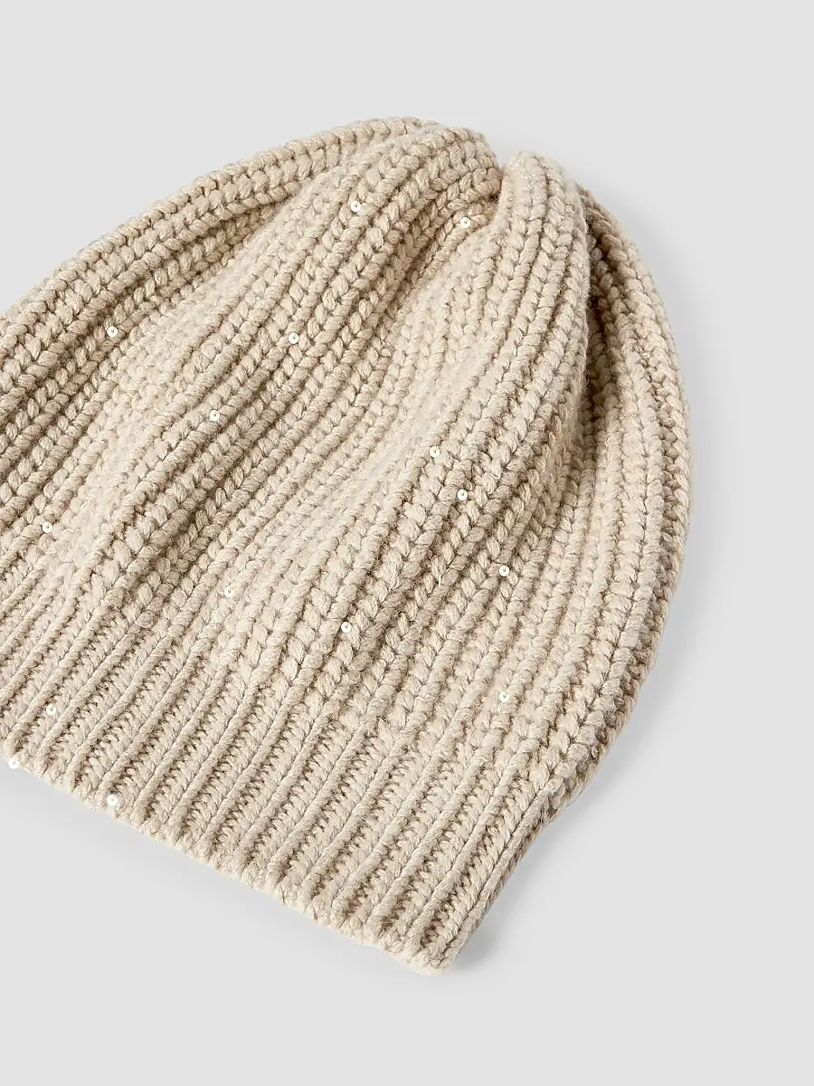 Brunello Cucinelli Women's Cashmere and Silk Diamond Yarn Knit Beanie | Thumbnail 2 Brunello Cucinelli Women's Cashmere and Silk Diamond Yarn Knit Beanie | Thumbnail 2