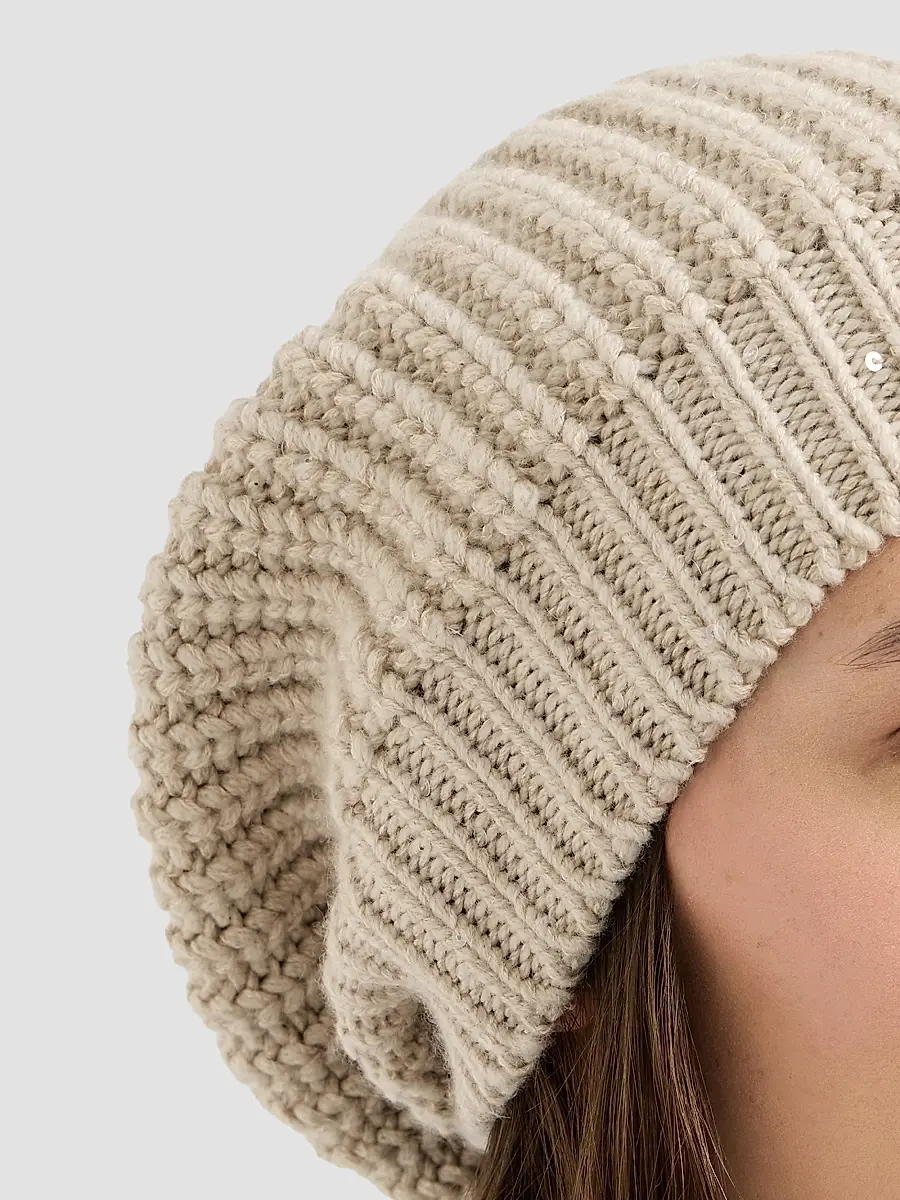 Brunello Cucinelli Women's Cashmere and Silk Diamond Yarn Knit Beanie | Thumbnail 3 Brunello Cucinelli Women's Cashmere and Silk Diamond Yarn Knit Beanie | Thumbnail 3