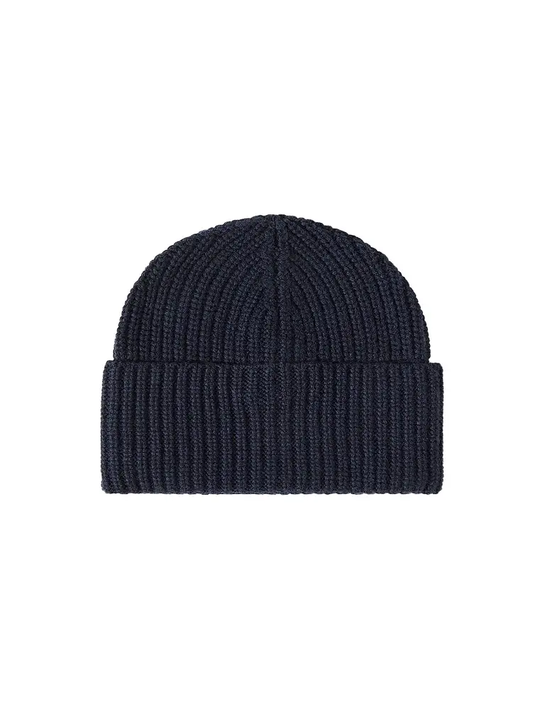 Brunello Cucinelli Men's Cashmere English Rib Knit Beanie - Navy Blue | Image 1 Brunello Cucinelli Men's Cashmere English Rib Knit Beanie - Navy Blue | Image 1