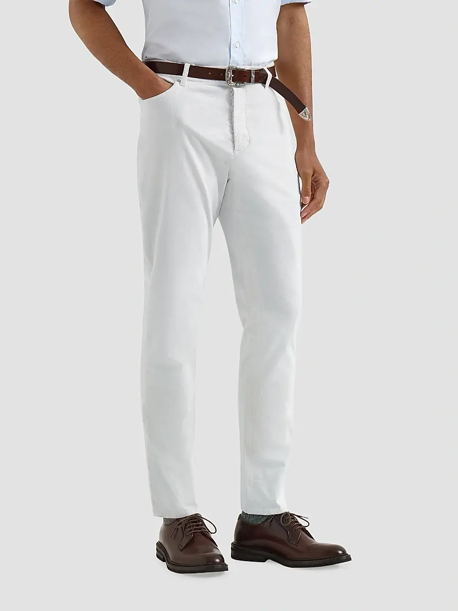 Brunello Cucinelli Men's Lightweight Denim Traditional Fit Five-Pocket Jeans | Thumbnail 2 Brunello Cucinelli Men's Lightweight Denim Traditional Fit Five-Pocket Jeans | Thumbnail 2