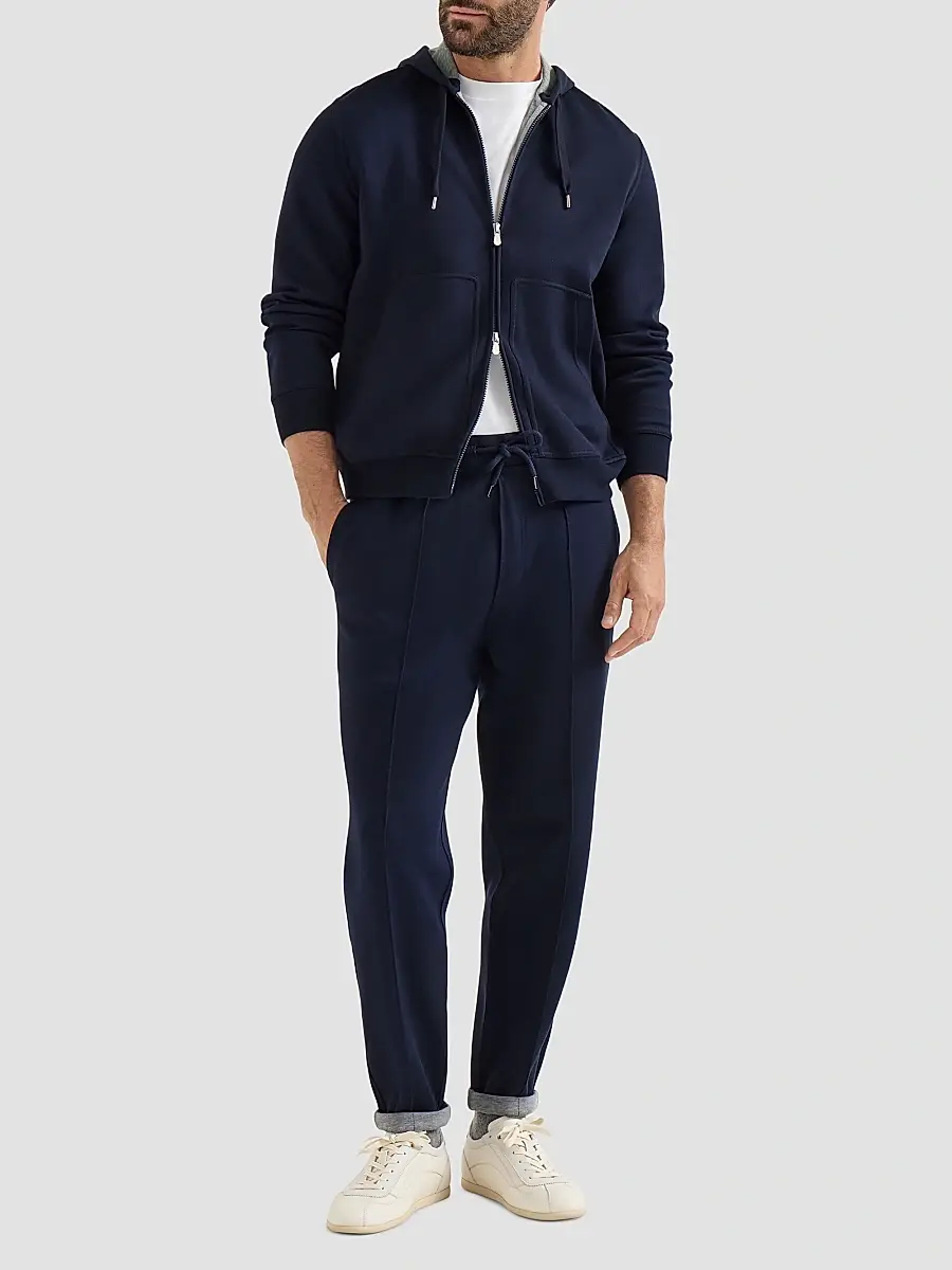 Brunello Cucinelli Men's Cotton, Cashmere and Silk French Terry Double Cloth Hooded Sweatshirt | Thumbnail 6 Brunello Cucinelli Men's Cotton, Cashmere and Silk French Terry Double Cloth Hooded Sweatshirt | Thumbnail 6