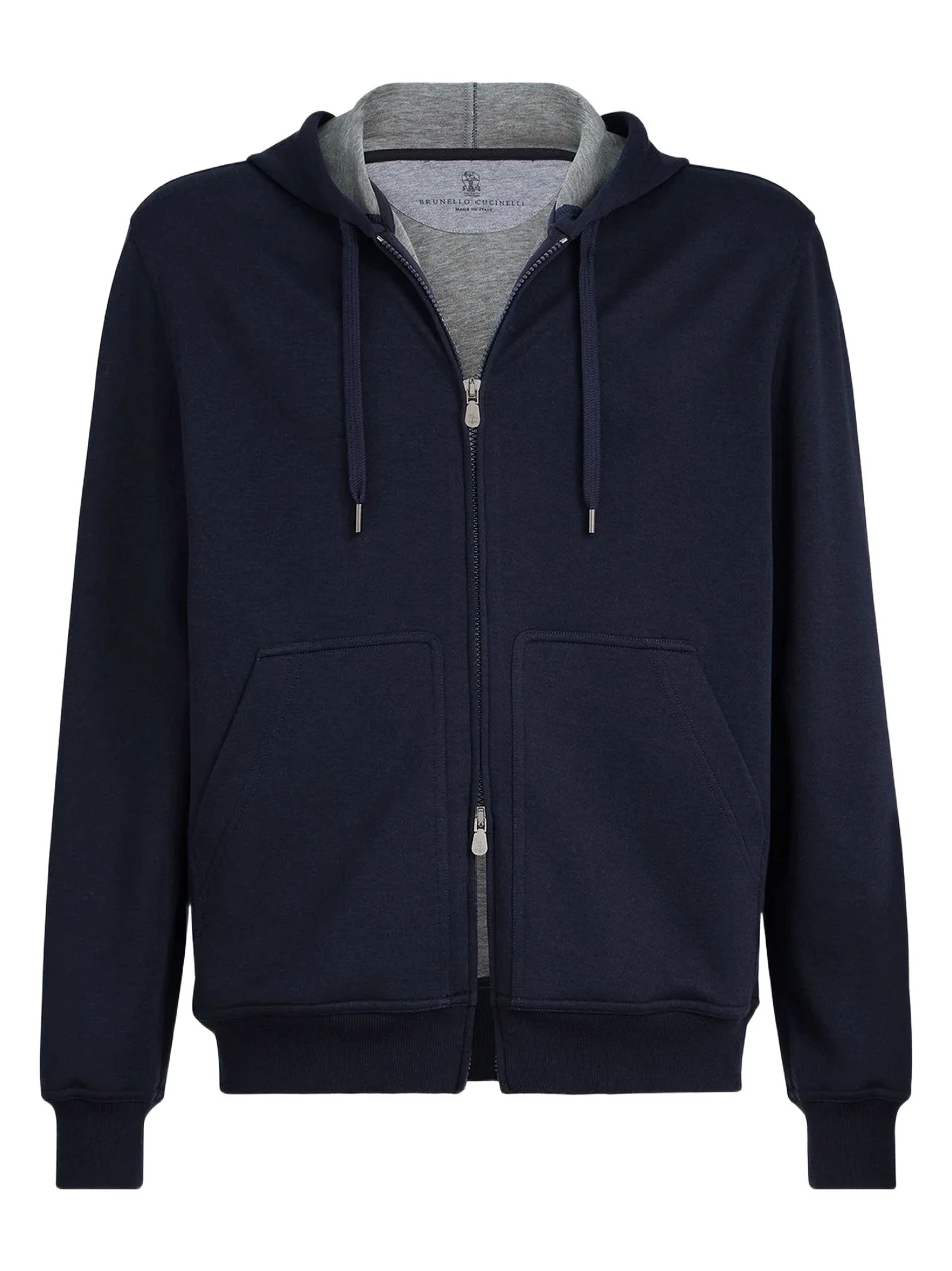 Brunello Cucinelli Men's Cotton, Cashmere and Silk French Terry Double Cloth Hooded Sweatshirt