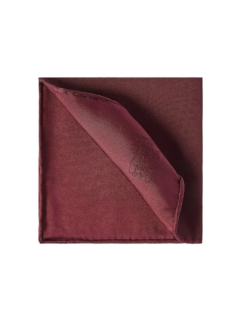 Brunello Cucinelli Men's Silk Pocket Square with Printed Logo - Red | Image 1 Brunello Cucinelli Men's Silk Pocket Square with Printed Logo - Red | Image 1