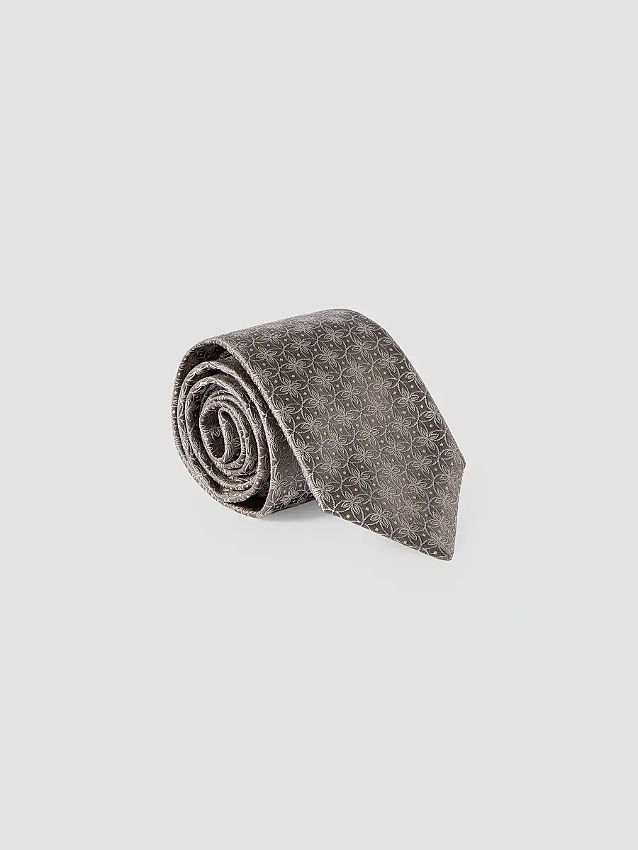 Brunello Cucinelli Men's Silk Tie with Geometric Floral Pattern | Thumbnail 3 Brunello Cucinelli Men's Silk Tie with Geometric Floral Pattern | Thumbnail 3