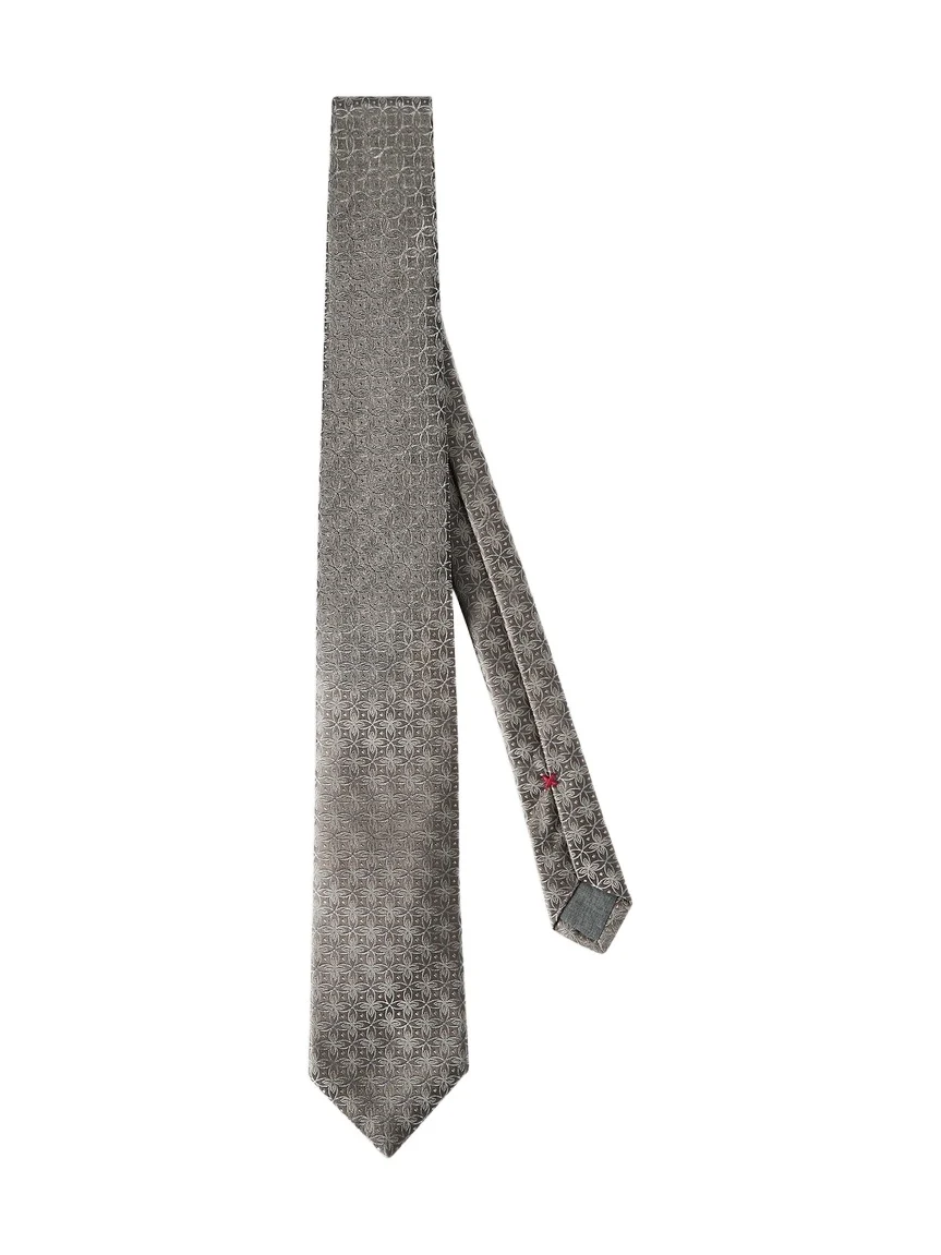 Men's Silk Tie with Geometric Floral Pattern Men's Silk Tie with Geometric Floral Pattern