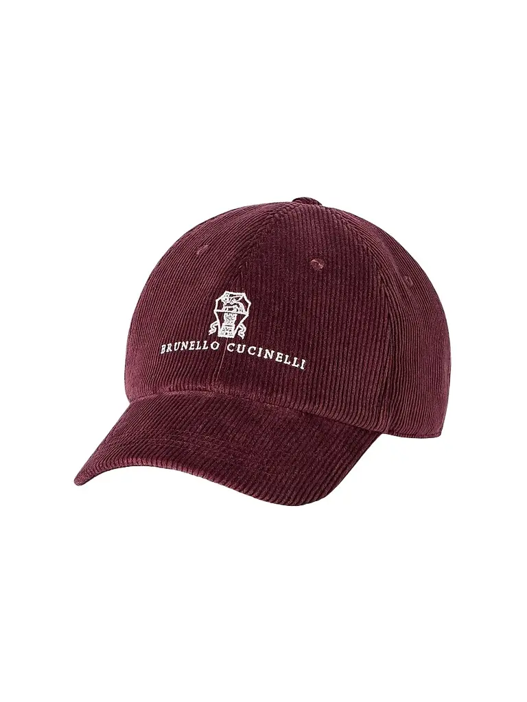 Brunello Cucinelli Men's Comfort Cotton and Cashmere Corduroy Baseball Cap - Burgundy | Image 1 Brunello Cucinelli Men's Comfort Cotton and Cashmere Corduroy Baseball Cap - Burgundy | Image 1