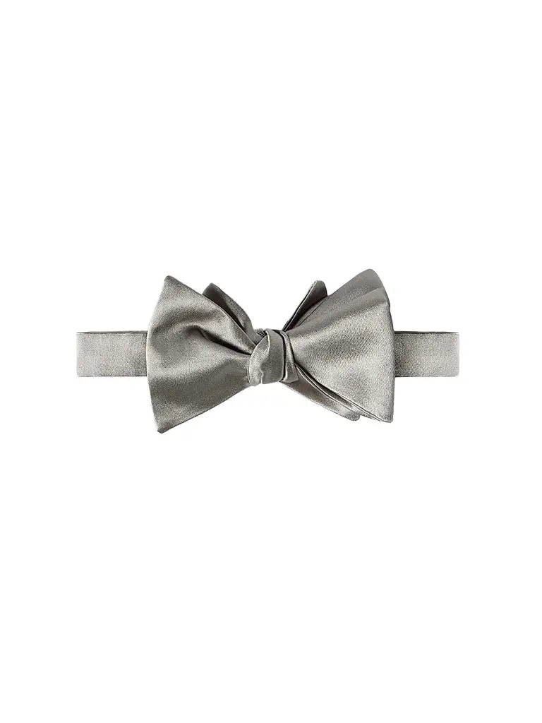 Brunello Cucinelli Men's Cotton and Silk Satin Bow Tie - Grey | Image 1 Brunello Cucinelli Men's Cotton and Silk Satin Bow Tie - Grey | Image 1