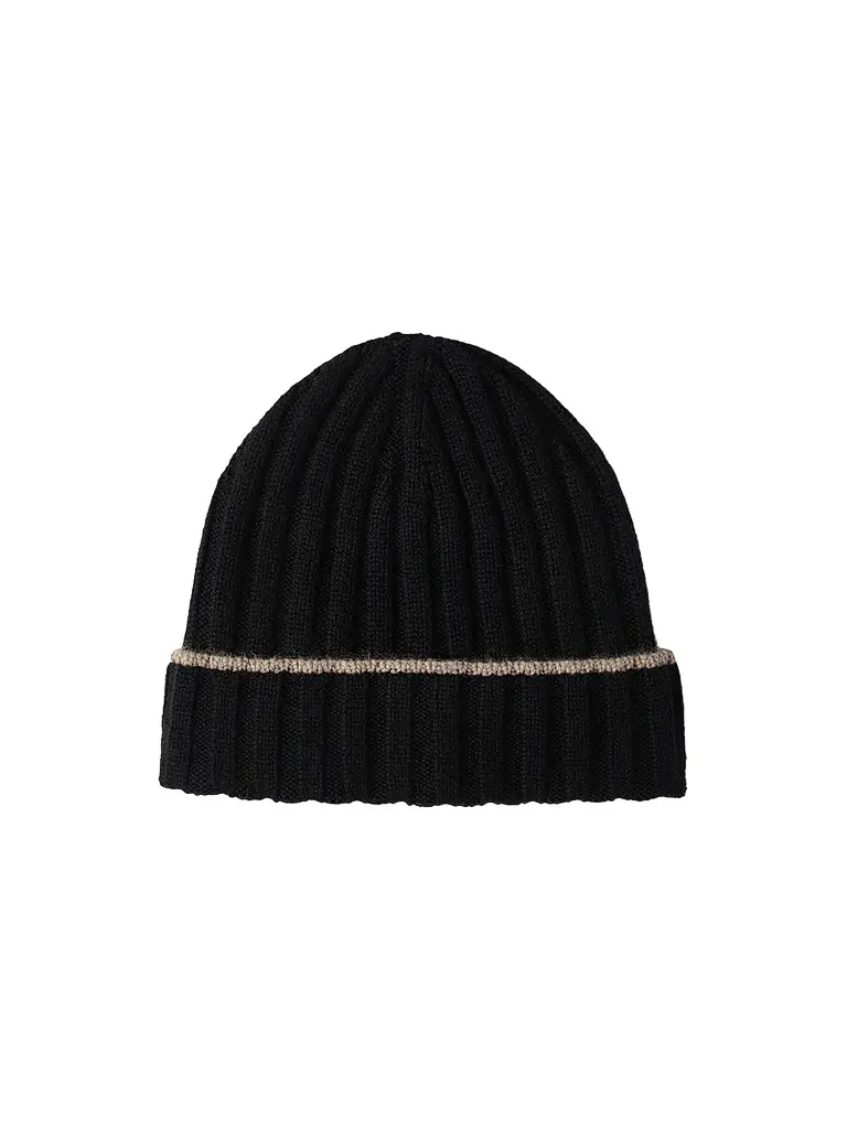 Brunello Cucinelli Men's Cashmere Rib Knit Beanie - Black | Image 1 Brunello Cucinelli Men's Cashmere Rib Knit Beanie - Black | Image 1