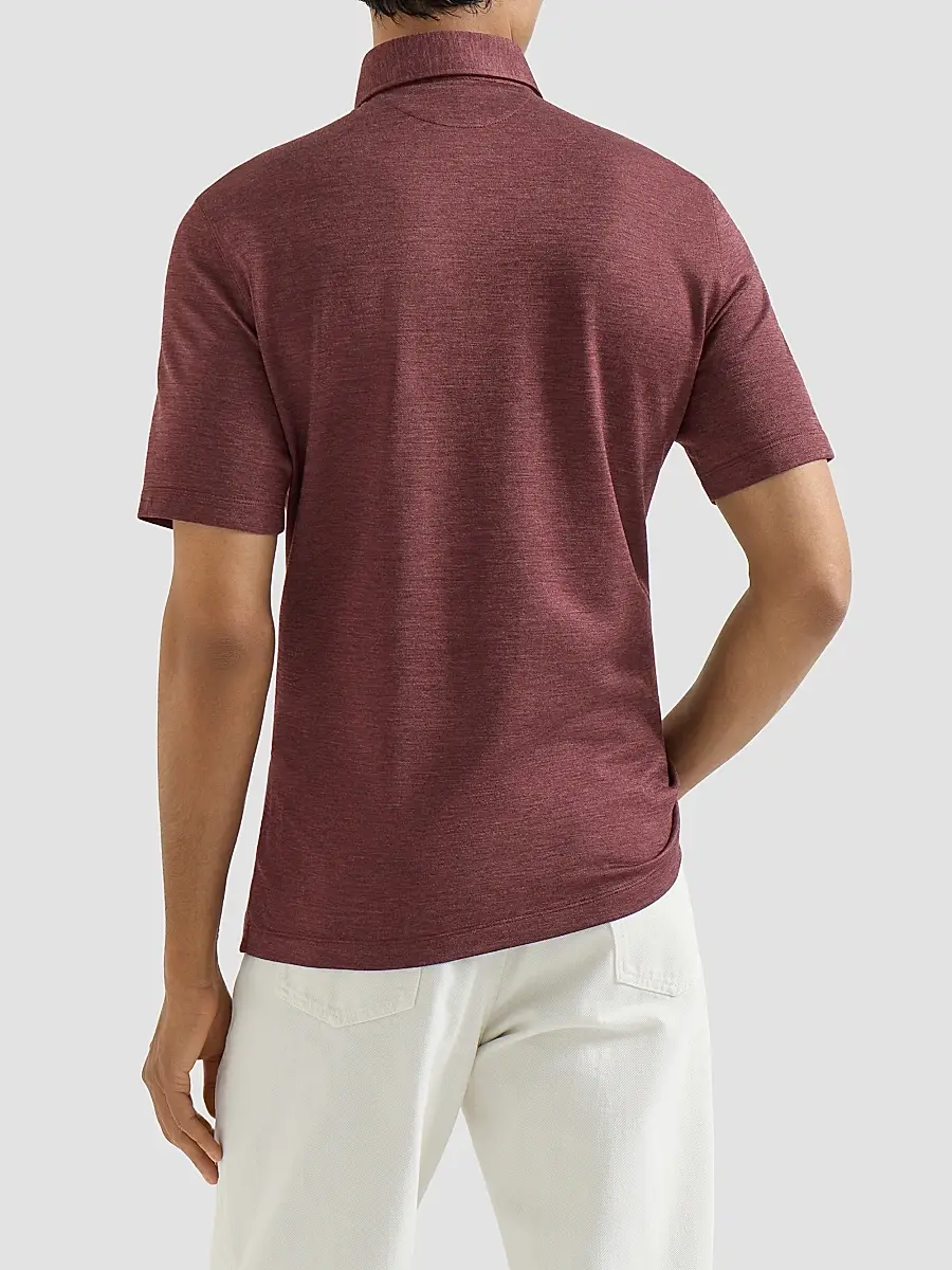 Brunello Cucinelli Men's Virgin Wool, Silk and Cotton Piqué Polo Shirt | Thumbnail 3 Brunello Cucinelli Men's Virgin Wool, Silk and Cotton Piqué Polo Shirt | Thumbnail 3