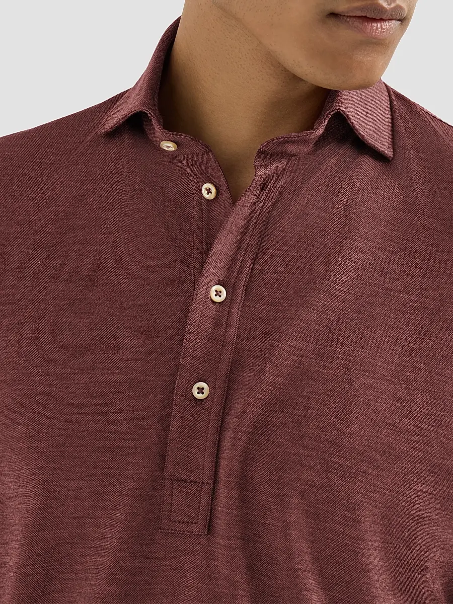 Brunello Cucinelli Men's Virgin Wool, Silk and Cotton Piqué Polo Shirt | Thumbnail 5 Brunello Cucinelli Men's Virgin Wool, Silk and Cotton Piqué Polo Shirt | Thumbnail 5