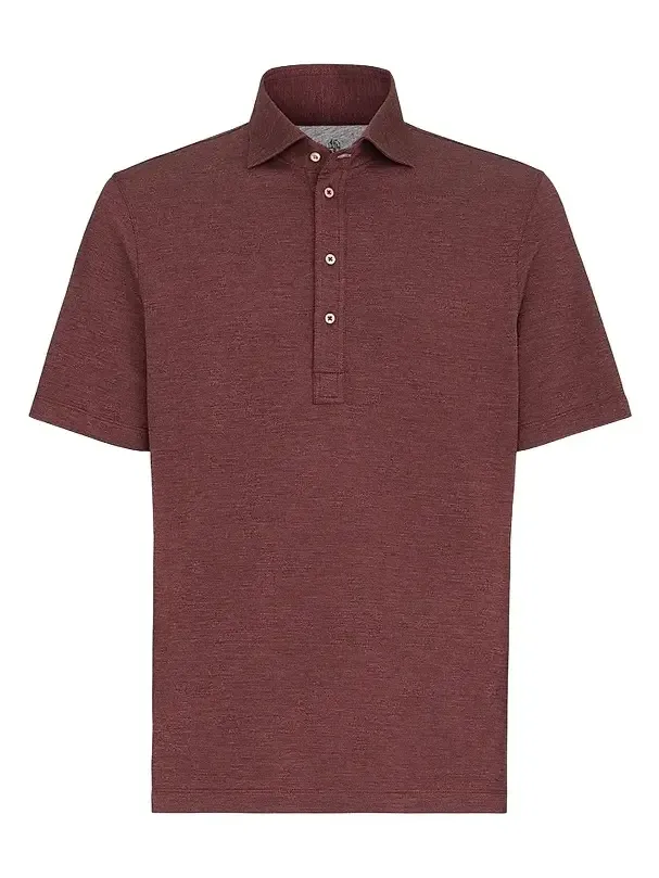 Brunello Cucinelli Men's Virgin Wool, Silk and Cotton Piqué Polo Shirt