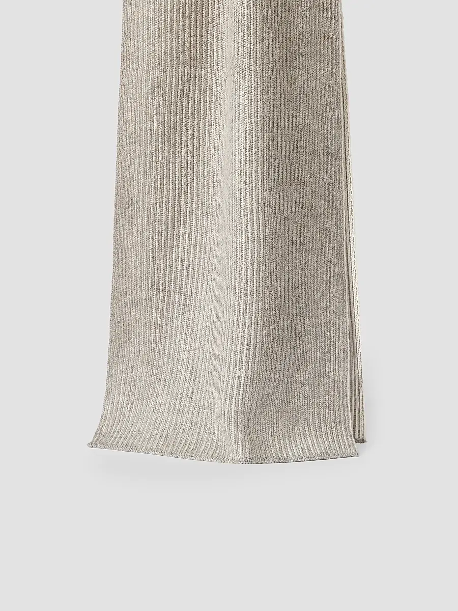Brunello Cucinelli Men's Cashmere English Rib Vanisé Knit Scarf | Thumbnail 2 Brunello Cucinelli Men's Cashmere English Rib Vanisé Knit Scarf | Thumbnail 2