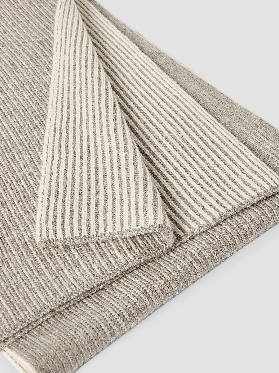 Brunello Cucinelli Men's Cashmere English Rib Vanisé Knit Scarf | Thumbnail 3 Brunello Cucinelli Men's Cashmere English Rib Vanisé Knit Scarf | Thumbnail 3