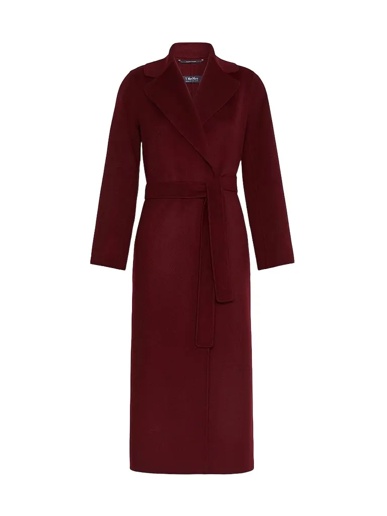 Max Mara Women's Poldo Wool Belted Wrap Coat - Bordeaux - Size 14 | Image 1 Max Mara Women's Poldo Wool Belted Wrap Coat - Bordeaux - Size 14 | Image 1