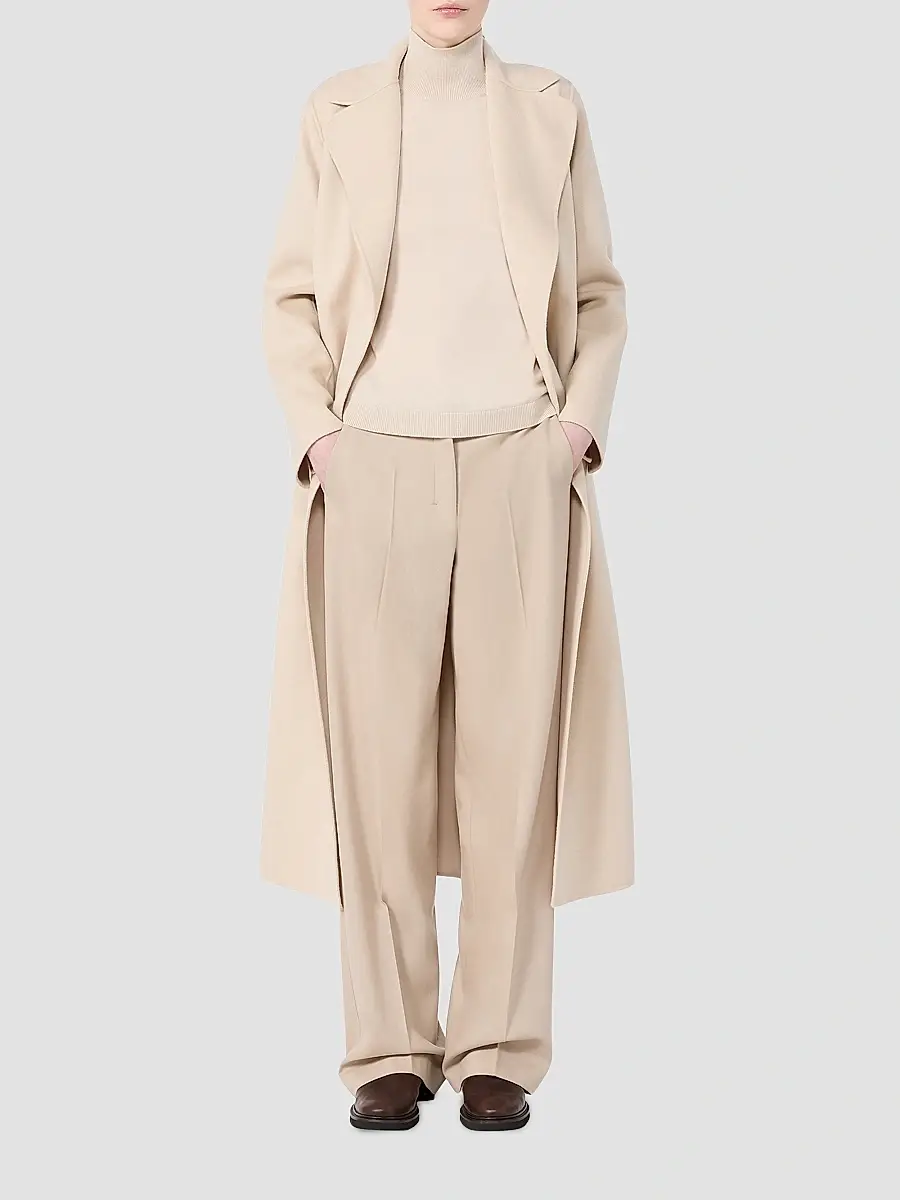 Max Mara Women's Poldo Wool Belted Wrap Coat | Thumbnail 4 Max Mara Women's Poldo Wool Belted Wrap Coat | Thumbnail 4