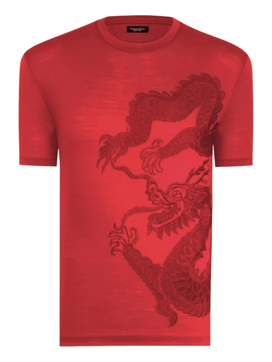 Men's Dragon Embroidered Design T-Shirt