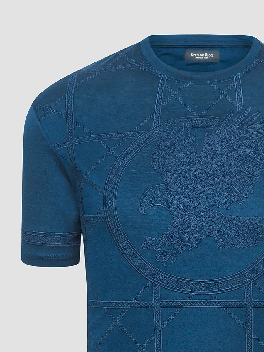 Stefano Ricci Men's Embroidered Cotton T-Shirt | Thumbnail 2 Stefano Ricci Men's Embroidered Cotton T-Shirt | Thumbnail 2