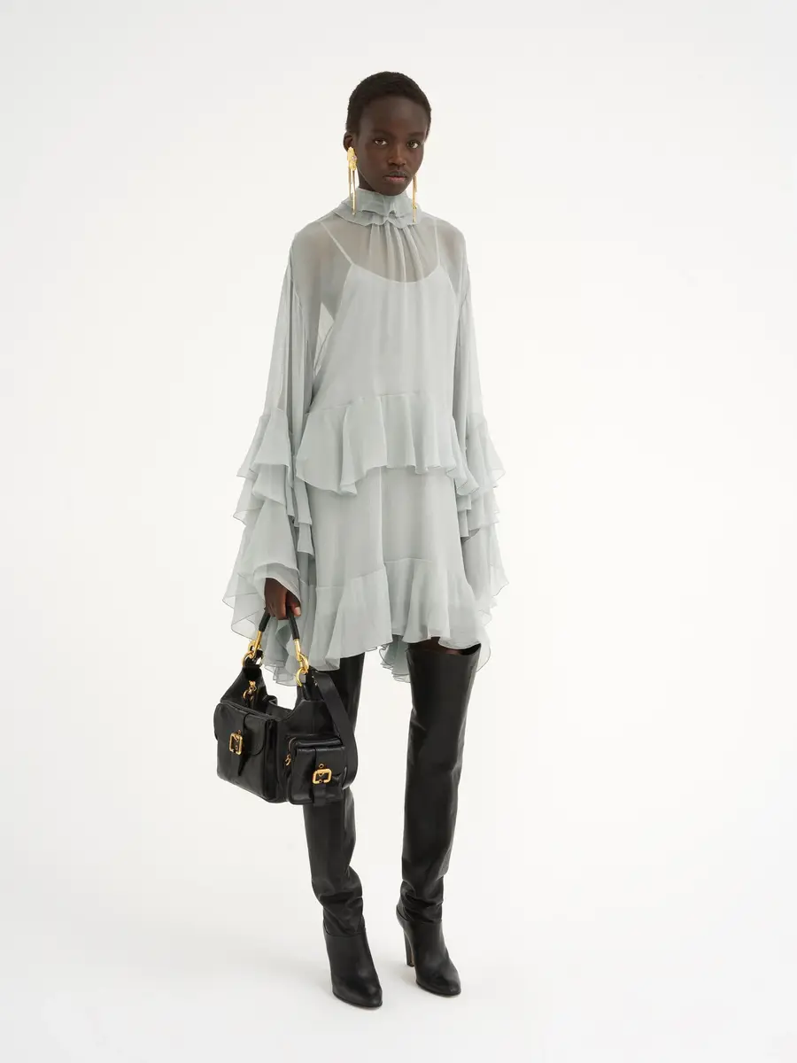 Chloé Mini ruffled dress in silk mousseline | Thumbnail 3 Chloé Mini ruffled dress in silk mousseline | Thumbnail 3