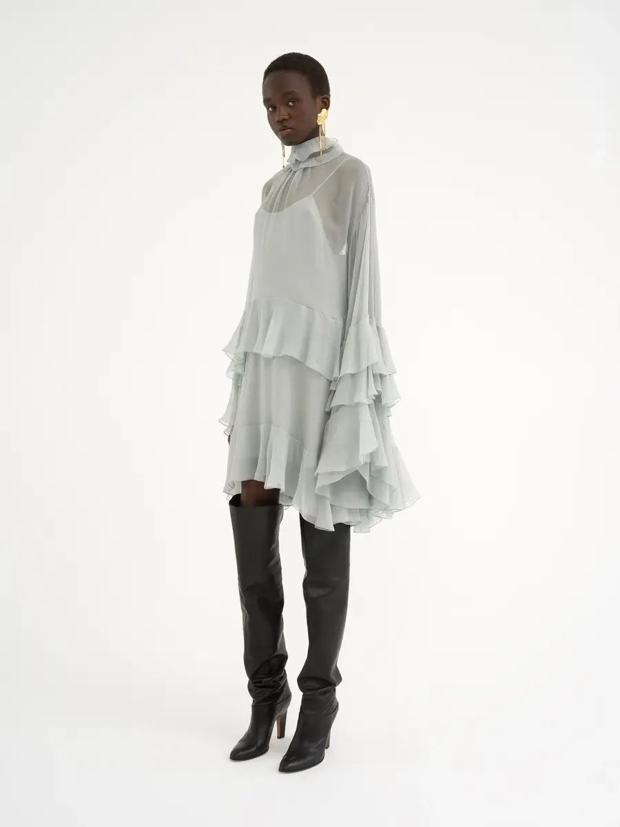 Chloé Mini ruffled dress in silk mousseline | Thumbnail 4 Chloé Mini ruffled dress in silk mousseline | Thumbnail 4