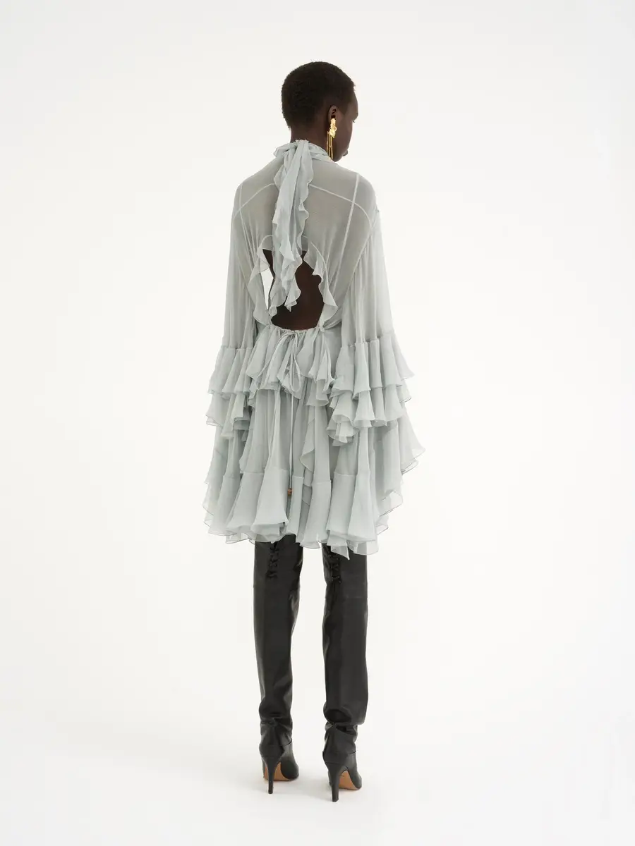 Chloé Mini ruffled dress in silk mousseline | Thumbnail 5 Chloé Mini ruffled dress in silk mousseline | Thumbnail 5