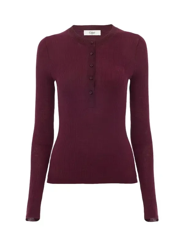 Chloé Henley shirt in superfine wool knit