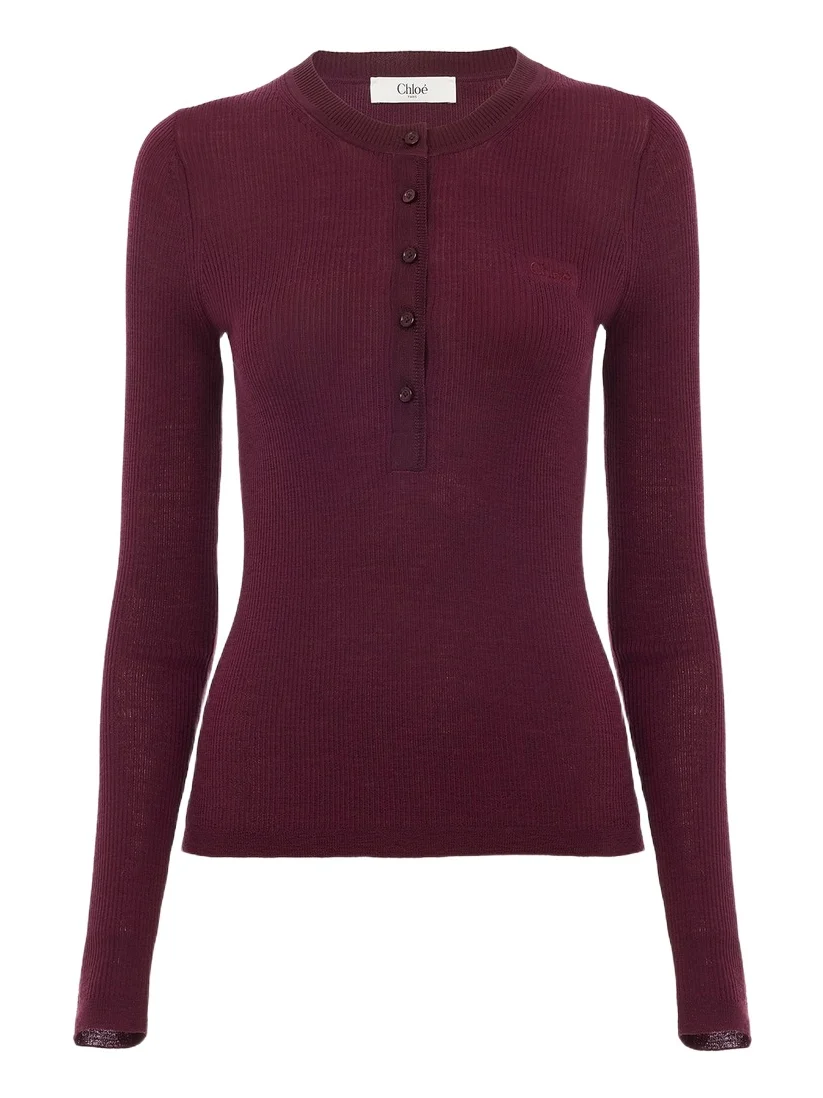 Chloé Henley shirt in superfine wool knit