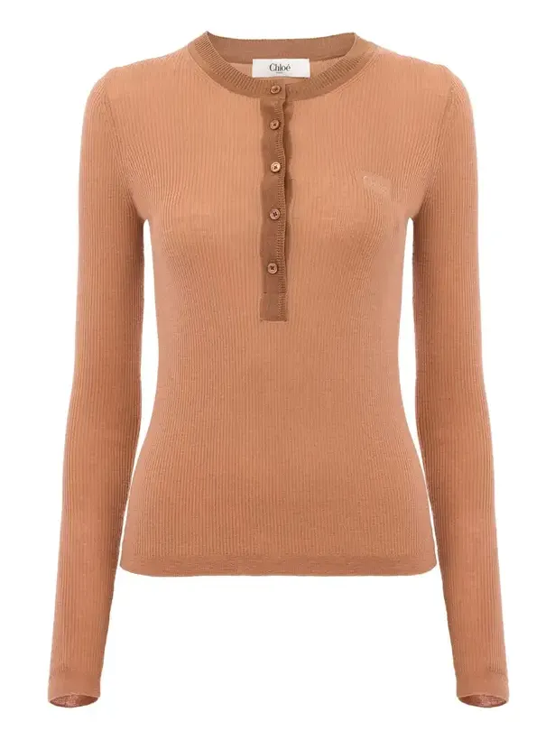 Chloé Henley shirt in superfine wool knit