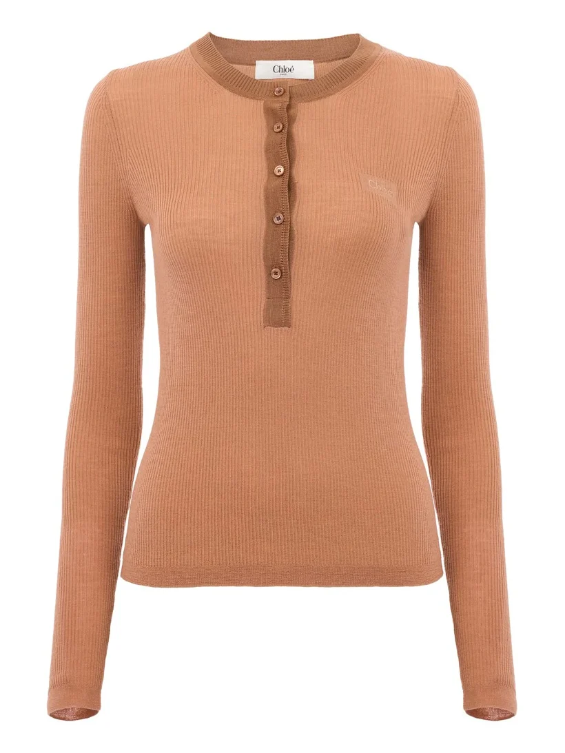 Chloé Henley shirt in superfine wool knit